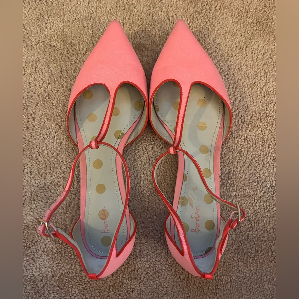 Boden Pink Fizz T Strap Flats